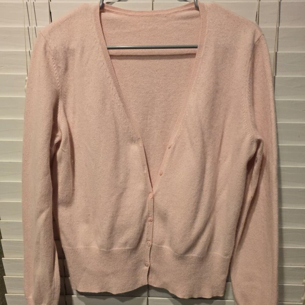 Soft‎ 100% Cashmere Button-Front Cardigan – Light Pink – Size S